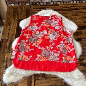 Rose & Olive Red Floral Blouse